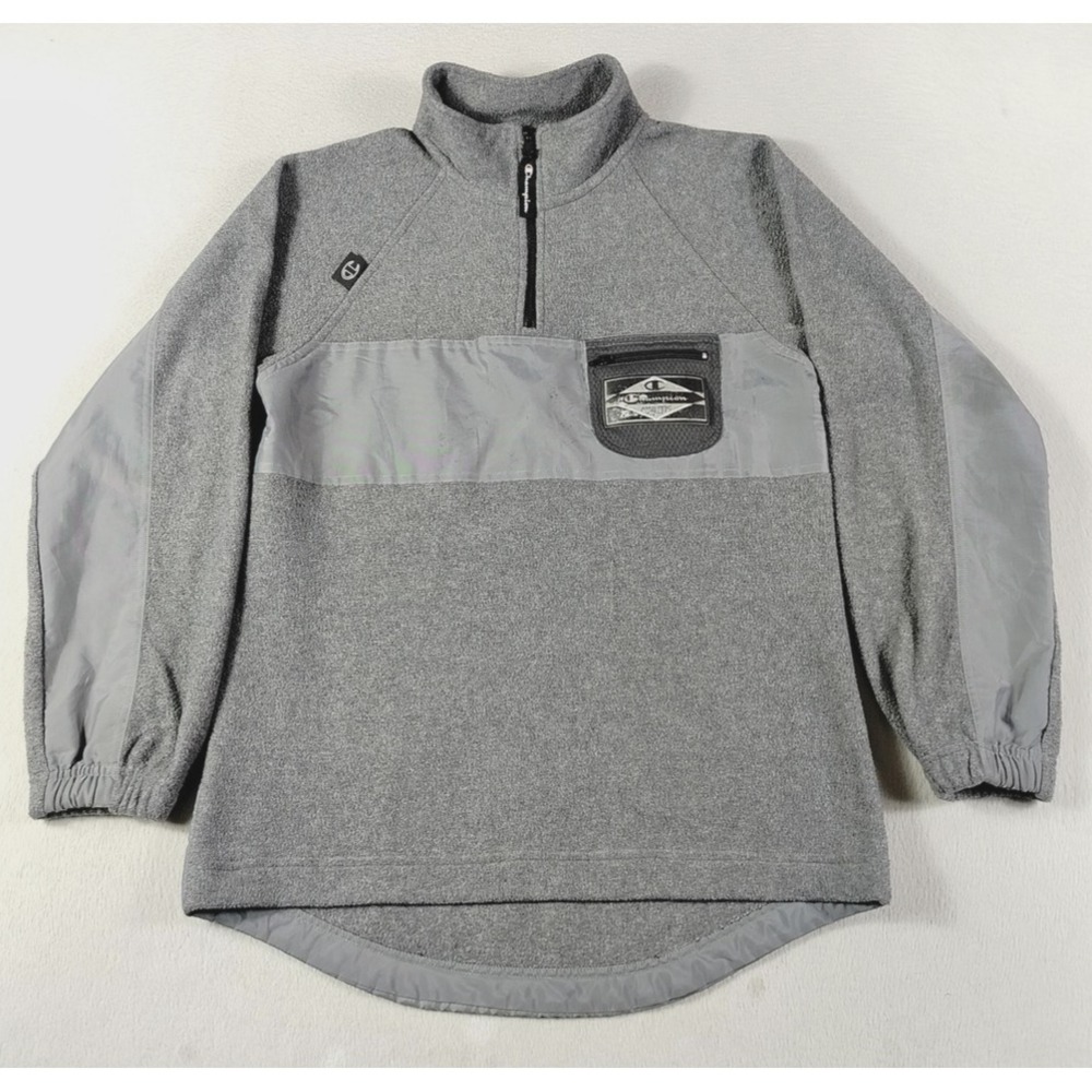 Vintage‎ Champion Fleece Pullover Womens Gray 1/4 Zip Athletic Activewear Casual